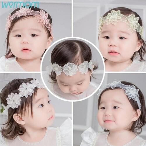 Warmom Baby Garland Lace Pearl Hairband Mesh Flower Hairband New European and American Childrens Hair Accessories