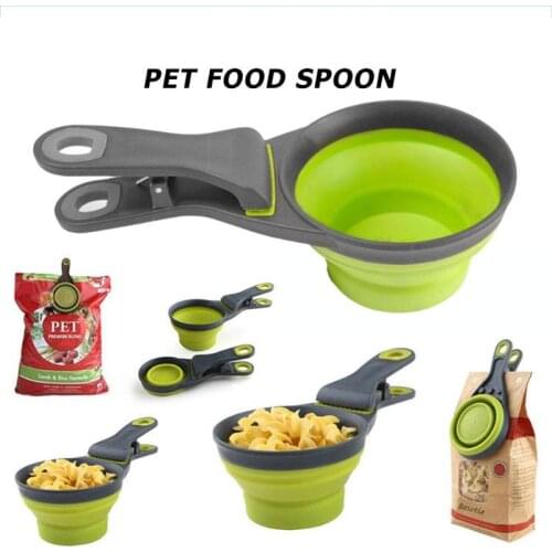 Pet Food Feeding Spoon Dog Cat Easy to Clean High Quality Materials Puppy Portable Foldable Scoop Cup Feeder Bowl Pet Supplies
