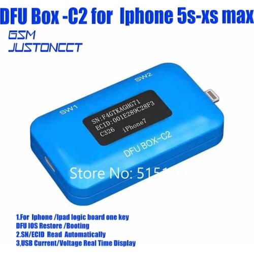 JC DFU BOX C2 Forfor iphone 5s-xs max Restoring Rebooting IOS Instantly SN/ECID/MODEL Information Reading USB Current/voltage
