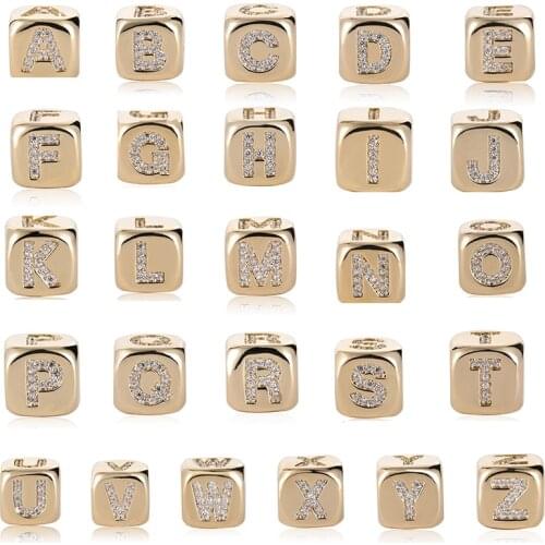 2020 NEW Stainless Steel A to Z Clear CZ 26 Letter Alphabe Bead Charms Fit Bracelets Necklace DIY Jewelry Women Men Fine Gifts