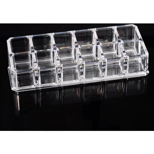 Clear Plastic Storage Container Acrylic Cosmetic Display Makeup Organizer Lipstick Holder 12 Space