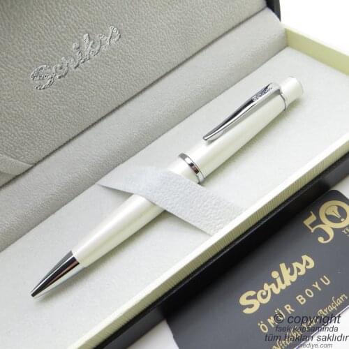 Scrikss 62 Pearl Beyazı Ballpoint Pen | Scrikss Pen | İsme Special Pen | Gift Pen