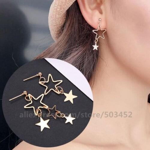 200pairs/lot Pentagram Earings Fashion Jewelry Pendant Temperament Cuff Ear Factory Price Sweet Pendientes Mujer Moda