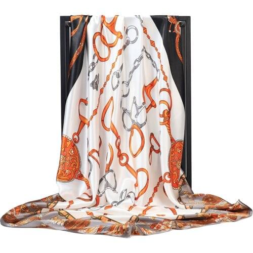 Silk Scarf Women Fashion luxury brand Designer Foulard Femme Satin Shawl Scarfs 90*90cm Square Hair Head Scarves