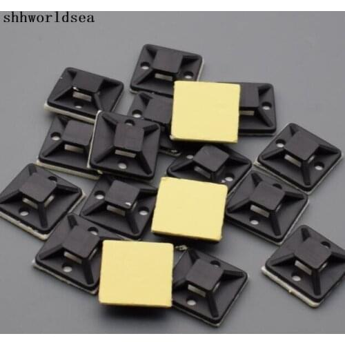 Shhworldsea 1000pcs 20 x 20 mm Square Self-Adhesive Cable Tie Mount Base
