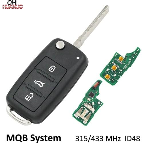 MQB System Smart Modified Folding Remote Key 3 Button 315MHz 433MHz ID48 Chip HU66