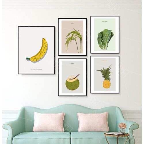 Modern Minimalist Canvas Painting Fruit And Vegetable Wall Art Painting for Restaurant Decoration Posters and Prints No Framed