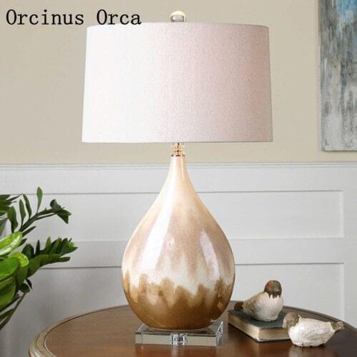 High-end customized pearl glazed ceramic desk lamp bedside lamp bedroom bedside lamp post-modern creative decorative desk lamp