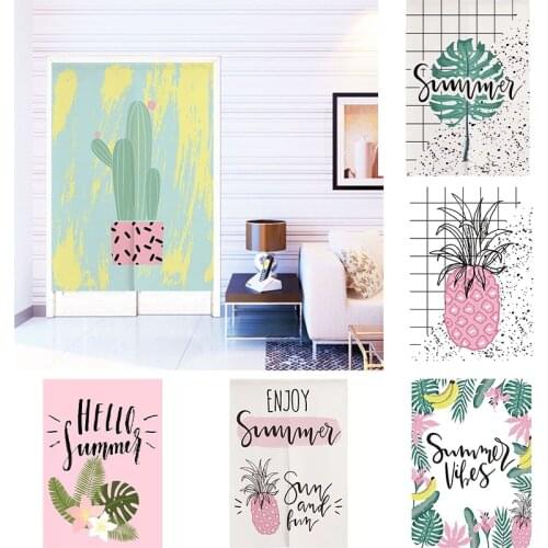 Plant Cactus Pineapple Bedroom Door Curtain Wardrobe Half Curtain Shelter Partition Curtain Home Decoration