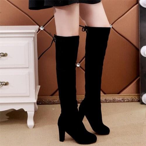 Black Sexy Over The Knee Boots Women High Heels Shoes Ladies Thigh High Boots Spring Red Long Boots Female Shoe Plus Size