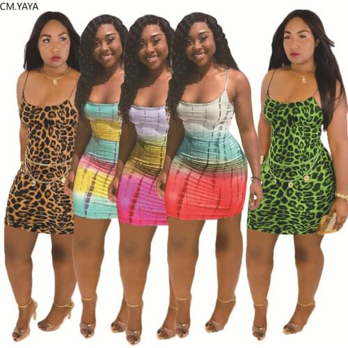 2019 summer women spaghetti strap sleeveless leopard print mini midi bodycon dress night club party long dresses vestido GLA8025