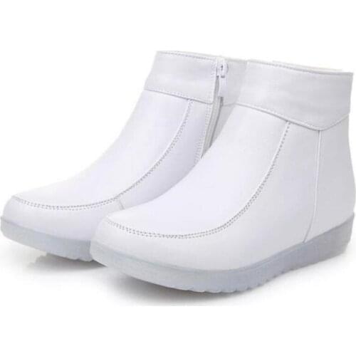 ZXRYXGS Top Cowhide White Boots Women Winter Boots Warm Boots Soft Bottom Non-slip Wear Genuine Leather Boots Winter Snow Shoes