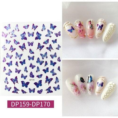 1pc 3D Laser Butterfly Nail Art Stickers Gradient Colorful Butterfly Flower Fashion Element Decals for Nails Decoration Manicure