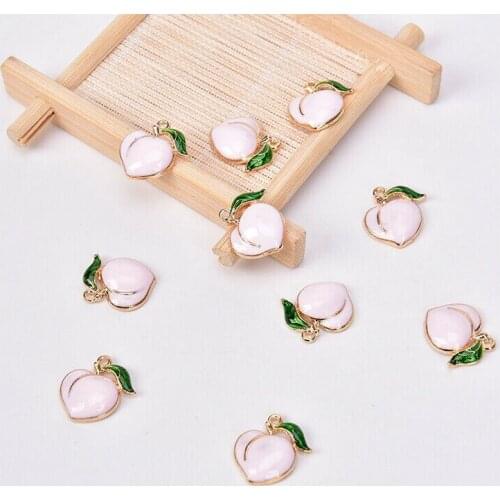 Pendant Fruit Peach Enamel Jewelry Findings Charms DIY Craft Alloy 10PCS