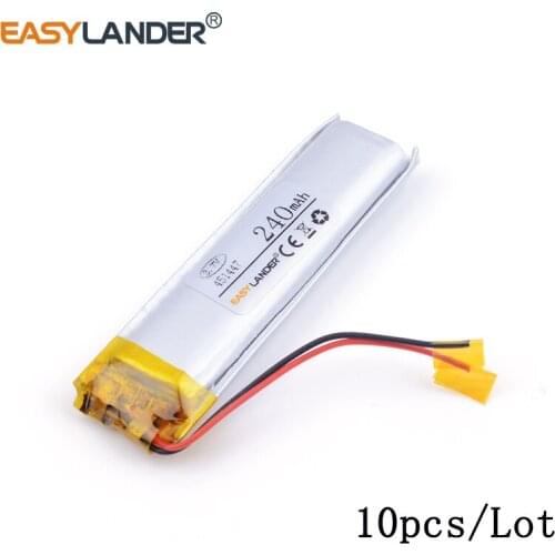 10pcs /Lot 451447 240mAh 3.7v lithium Li ion polymer rechargeable battery For Bluetooth Headset Smart watch Sports bracelet