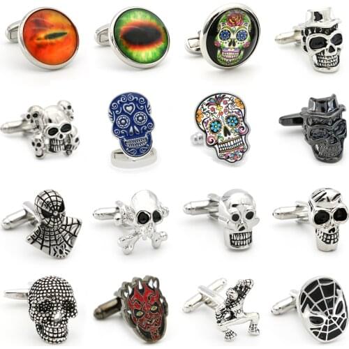 28 Styles Option Vintage Novelty Skeleton Design Skull Cuff Links