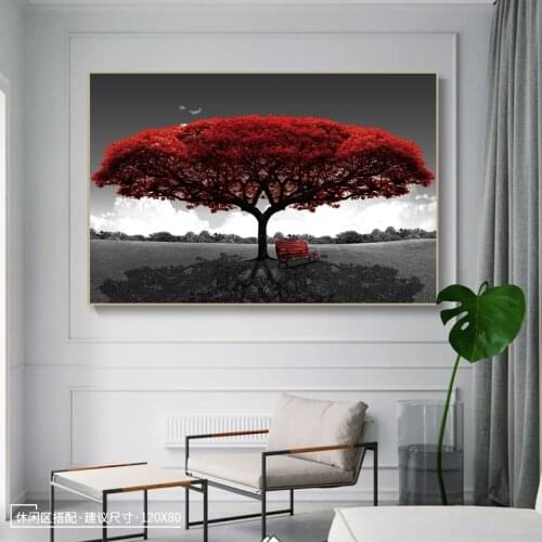 Abstract Red Trees Canvas Paintings On the Wall Art Posters And Prints Trees Landscape Canvas Art Pictues For Living Room Cuadro