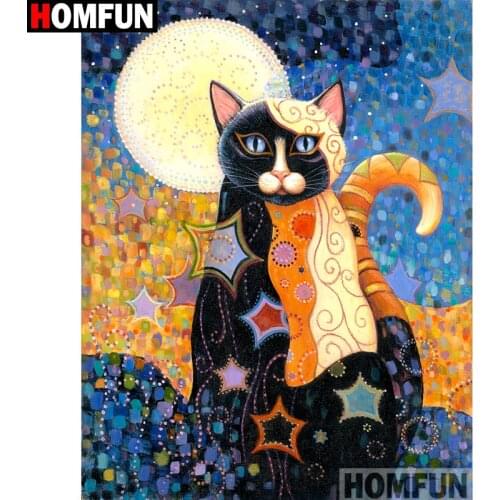 HOMFUN Full Square/Round Drill 5D DIY Diamond Painting "Cartoon cat" Embroidery Cross Stitch 3D Home Decor Gift A10329