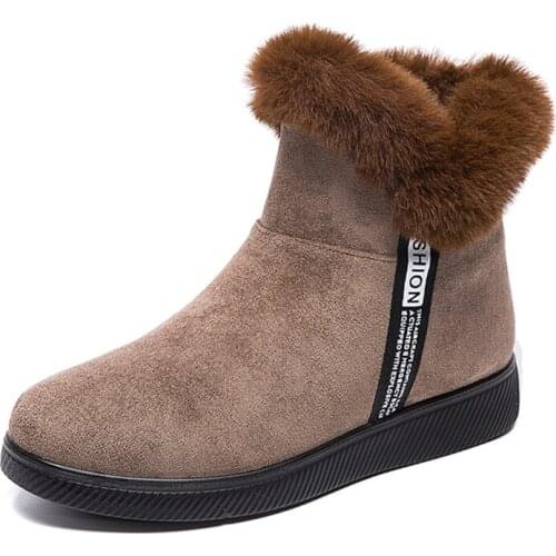 Winter Plush Boots Women Warm Outdoor Cotton Shoes Zip Up Ankle Bootie Fashion Casual Shoes Girl Anti-Skid Flats for Snow Day