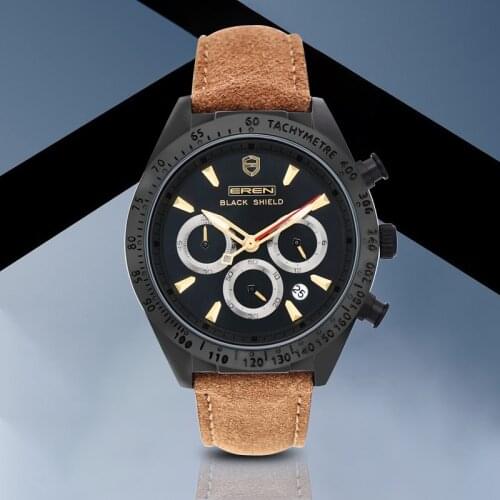 Ever Move New Watches for Men Quartz Leather Strap 6-Pin Japan Movement Relogio Masculino 30M Waterproof Male Wrist Watch Black