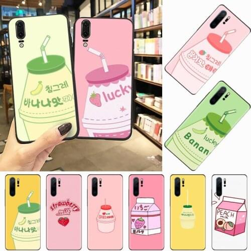 Strawberry Banana Milk Drink Phone Case For Huawei honor Mate P 10 20 30 40 i 9 8 pro x Lite smart 2019 nova 5t