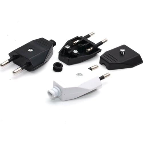 5 x European EU CEE 7/16 Type C Rewireable Power Plug Black White Color