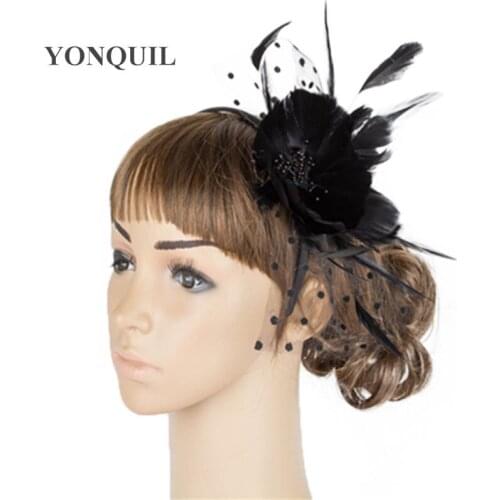 Classical Color Fascinator Headwear Feather Colorful Mesh Event Occasion Show Hair Accessories Millinery Cocktail Hat MYQ060