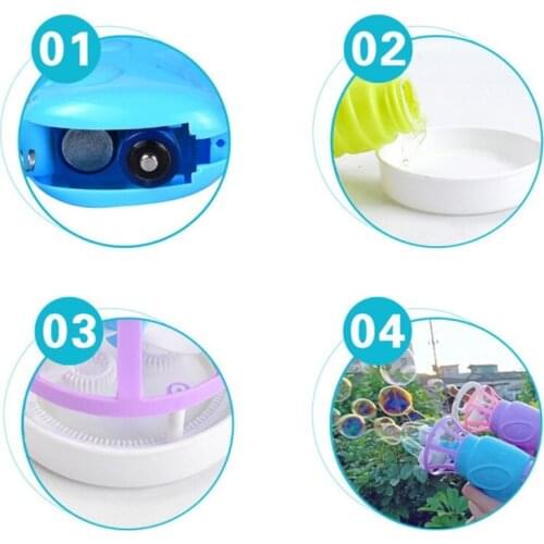 MXLE Outdoor Game for Toddler Automatic Hair Dryer Shape Bubble Maker Dual Head Propeller Bubble Toy Bubble Blowing Sport Toy