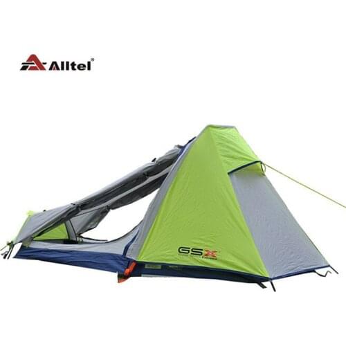 Lightweight outdoor camping tent Single Aluminum Pole Double layer professional field through the hiking equipment