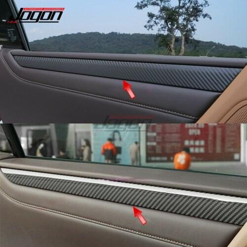 LHD 4pcs/set Real Carbon Fiber For Lexus ES200 ES300h ES350 2019-2020 2021 Car Accessories Interior Side Door Panel Cover Trim