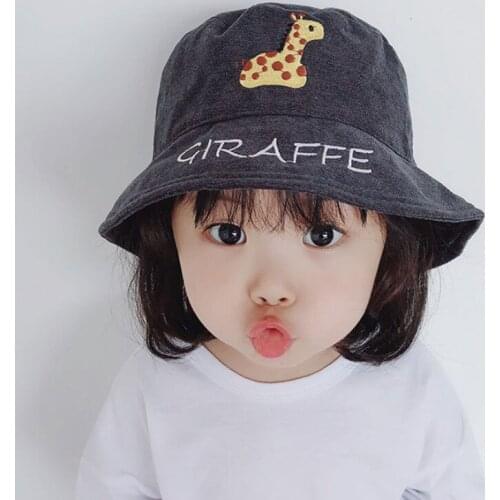 Cartoon baby boy girl fisherman hat basin cap baby double-sided wearing embroidery summer outdoor leisure caps kids bucket hat