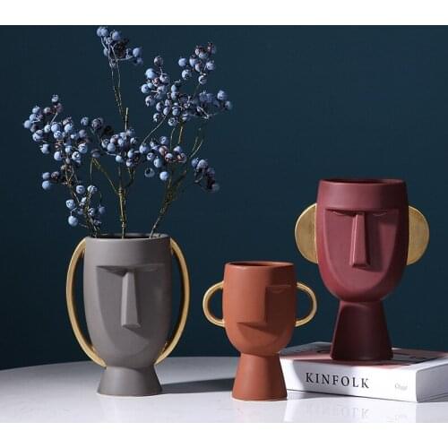 Nordic Flower Vase Decoration Home Ceramic White Imitation Pot Basket for statue furniture accessories