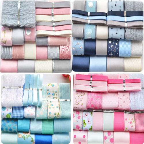 New Mix Ribbons Set Diy Girl Baby Color Pink Blue Hair Accessories Material Accessories Kit To Diy Hair Bow Ribbon