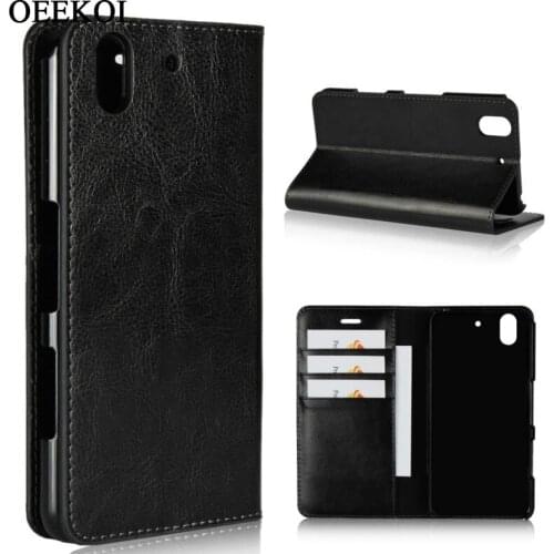 OEEKOI Crazy Horse Genuine Leather Wallet Flip Case for Fujitsu Arrows RX/U 801FJ/F-01L/Arrows Be F-04K