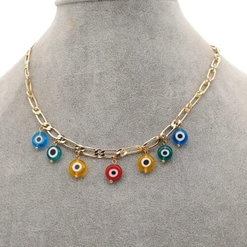 Go2Boho Evil Eye Necklace Women Collier Trend Jewelry Female 2020 Bohemian Colorful Gold Plated Chain Choker Pendant Necklaces