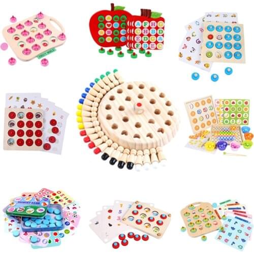 Montessori Memory Match Stick Chess Puzzle Board Play Game Cognitive Ability Early Educational Toy For Children Kids