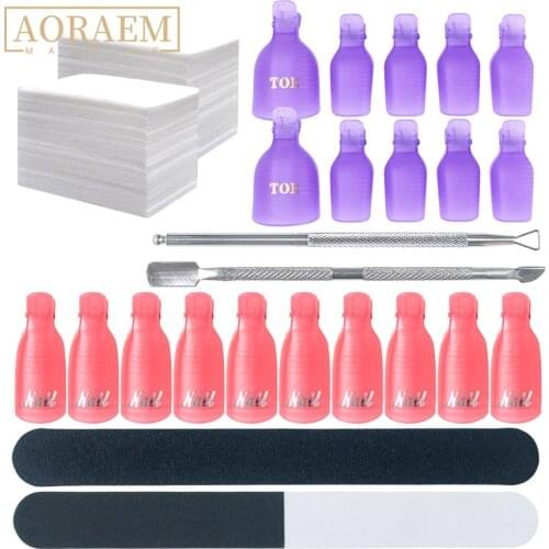 AORAEM Plastic Nail Art Soak Off Cap Clips UV Gel Polish Remover Tool For Removal of Varnish Cleaner Manicure Tools Nails Pusher