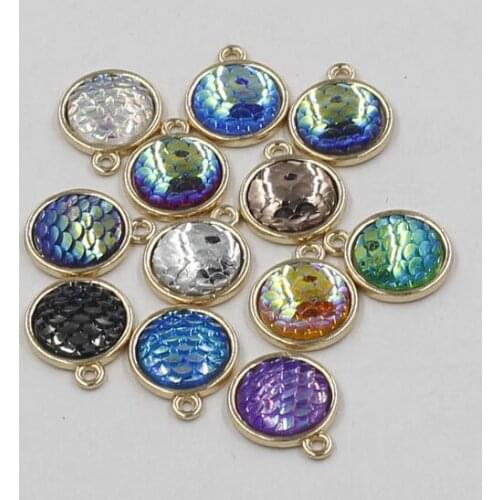 500pcs/lot Stainless Steel Round Fish Scale Pendant 12mm Jewelry Finding Floating Charms Jewelry Making Handmade DIY Accessories