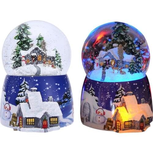 Christmas Snow House Crystal Ball Music Box With Light Rotate Birthday Gift 4-in-1 Multifunctional Snow Globe Decoration