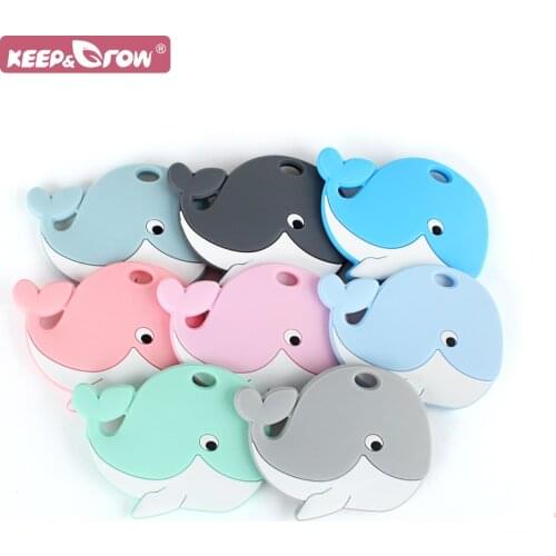 Whale Silicone Teether Pacifier Chain Accessory for BPA Free Baby Teething Molar Rod Animal Silicone Infant Chew Rodent Teether