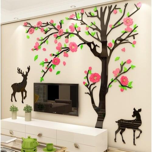 Creative sika deer acrylic 3d self-adhesive wall sticker Living room TV background wall sticker Bedroom decoration painting