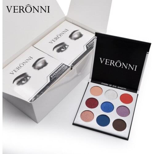 VERONNI Shimmer & Matte Eye shadow palette cosmetics 9 colors Long-lasting Brand New in box 48pcs/lot DHL Shipping