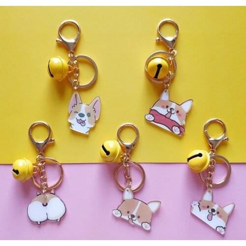 Japanese Cute Cute Pet Corgi Acrylic Keychain Cartoon Animal Keychain Girl Heart Bag Pendant