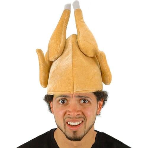 Funny Adult Plush Roasted Turkey Hat Velvet Thanksgiving Christmas Holiday Party Festival Cosplay Costume Cap Chicken Dress Toy