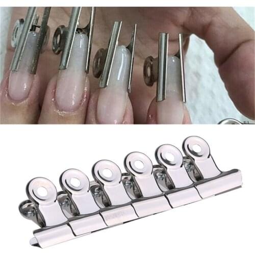 6/12pcs Stainless Steel Rusian C Curve Nail Pinching Clips Curvature Clip Professional French Nail Tool Nail Extension Curl Clip