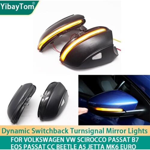 Black Cover Side Wing Mirror Indicator Dynamic Turn Signal LED Light Trim for Volkswagen VW Scirocco Passat Eos CC Beetle Jetta