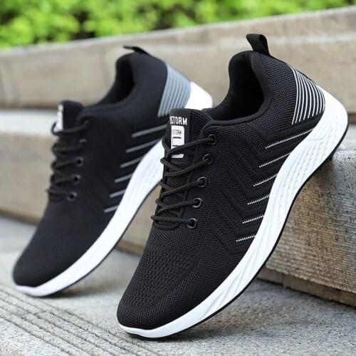 Hot Sale Black Sneakers Men Cheap Shoes Casual Lightweight Low Cut Mesh Breathable Shoes Men Zapatillas De Hombre