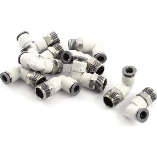10Pcs 3/8 PT Male to 8mm OD Tube L Type Air Quick Release Connectors