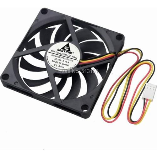 100PCS LOT Gdstime DC 12V 3Pin 80mm 80x80x10mm Computer Cooling Cooler Fan