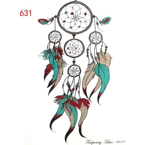 15*21 Dreamcatcher Temporary Tattoo stickers Feather kids Tattoo Decals Body Art Waterproof Paper Taty tatoo stickers for arm